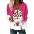thumbnail image 1 of Innerwin Pullover Christmas Ladies Xmas Tops Work V Neck Casual Sweatshirt Rose Red XL, 1 of 2