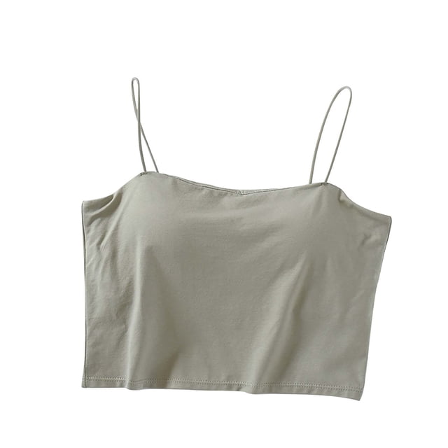 Timegard Womens Tank Tops with Built in Bras Cropped Spaghetti Strap Sleeveless Comfy Camis Basic Tee