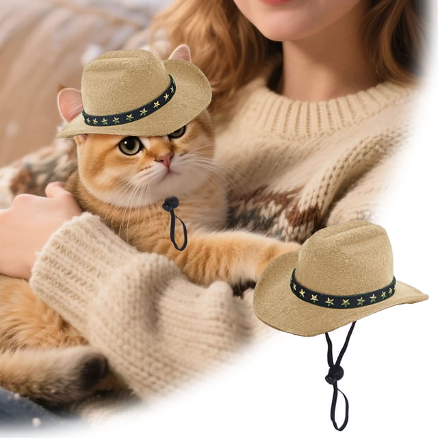 Chapeau de Cowboy pour Chats Jeu de Rôle Western Unique pour Usage Intérieur Extérieur Accessoires pour Animaux Carnaval Halloween Conception Sécuritaire pour Enfants
