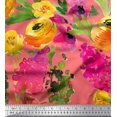 thumbnail image 1 of Soimoi Orange Rayon Fabric Leaves & Floral Print Sewing Fabric BTY 56 Inch Wide, 1 of 3