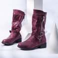 thumbnail image 1 of EGNMCR Bottes d'Hiver pour Femmes Femmes Chaussures Rétro à Semelle Plate Décontractées Grande Taille à Enfiler Chaussures à Double Fermeture Éclair, 1 of 9