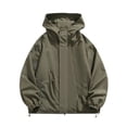thumbnail image 1 of Pisexur Windbreaker Jacket ManSolid Color Water Resistance Drawstring Pockets Hooded Outdoor Jacket Coat Hiking Jacket Men Rain Coat Plus Size Jackets for Men, 1 of 1