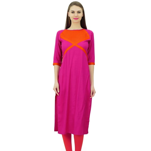 Phagun Tunique pour Femmes en Coton Kurti Indienne de Designer Kurta Droite