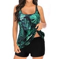thumbnail image 2 of Aboser Tropical Print Tankini for Women 2 Piece Swimsuits Summer Swim Top with Buttom Bathing Suits Tummy Control Beachwear, 2 of 7