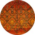 thumbnail image 1 of Ahgly Company Tapis d'Intérieur Ronds Abstraits Orange Rouge Abstraits pour Aire, 7 Pieds Rond, 1 of 6