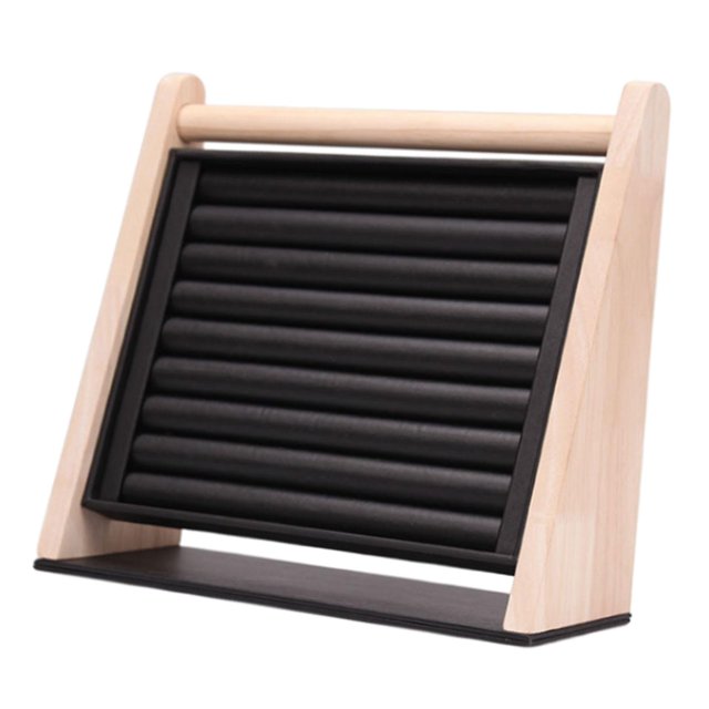 jinwen s Display Stand Tray 9 Long Slots Vertical Wood Display Showcase Inserts for Black
