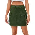 thumbnail image 2 of SDNall Womens Fashion Solid Color Elastic Waist Cowboy Cargo Skirt, 2 of 9