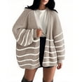 thumbnail image 3 of Yuyuzo Womens Cardigan Sweaters Fall Long Sleeve Dropped Shoulder Knit Open Front Lightweight Oversized Tops, 3 of 4