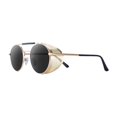 thumbnail image 1 of Lunettes de Soleil Rétro Rondes Steampunk Côté Vintage pour Unisexe Lentille Grise Monture Dorée, 1 of 7