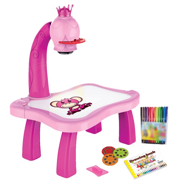 Projector Learning Desk Set Fun LED Music Drawing Board Paint Pen for Kids