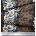 thumbnail image 2 of Soimoi Tissu Georgette Poly Brun Grandiflora Roses Tissu à Imprimé Floral au Mètre 52 Pouces de Large, 2 of 5