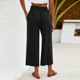 thumbnail image 4 of VEKDONE Womens Cotton Linen Capris Pants Black L, 4 of 5