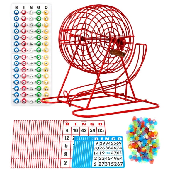 Regal Bingo Professional Bingo Game Set with 11" Cage, 75 Bingo Balls, Main Board, 18 Bingo Cards & 25 Reusable Jumbo Cards, and Colorful Chips - Bingo Games
