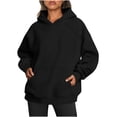 thumbnail image 1 of RKSTN Hoodies for Women Fall Solid Color Basic Loose Hoodie Plus Size Sweatshirt Long Sleeve Kangaroo Pocket Drop Shoulder Pullovers Tops, 1 of 6