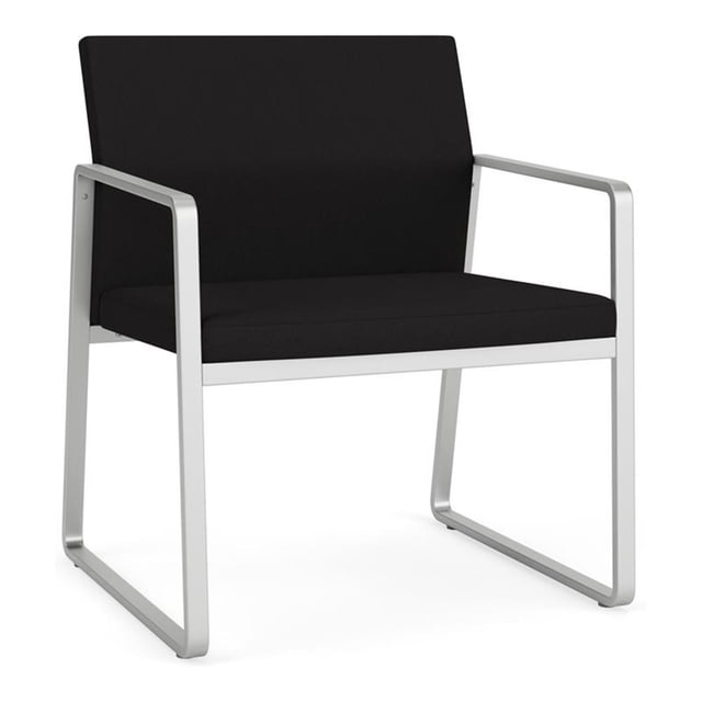 Gansett Reception Waiting Room Oversize Guest Chair / Silver Steel / Black