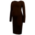 thumbnail image 2 of Robe de Maternité pour Femmes, Robe Midi à Manches Longues et Col Rond avec Fentes Latérales, Robe de Grossesse Douce et Extensible pour Baby Shower et Usage Quotidien, 2 of 6