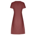 thumbnail image 4 of LOVZFMLL Women's New Solid Button Double Pocket Contrast Round Neck Dress Wine 2XL, 4 of 8