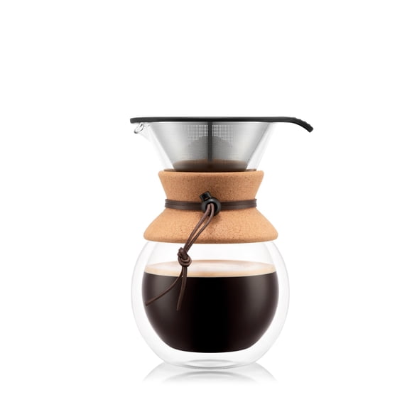 Bodum Cafetière pour Infusion Lente 34 Oz, Verre Borosilicaté à Haute Chaleur avec Filtre en Acier Inoxydable Réutilisable et Poignée en Liège à Double Paroi - Fabriquée au Portugal