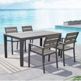 thumbnail image 2 of CorLiving 5pc Sun Bleached Outdoor Weather Resistant Dining Set, 2 of 9