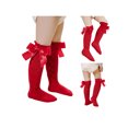 thumbnail image 2 of FOCUSNORM Baby Girls Knee High Socks Cable Knit Cotton Socks with Bow, 2 of 10
