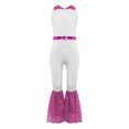 thumbnail image 3 of Hansber Combinaisons de Danse Disco Sans Manches à Sequins pour Filles Enfants Col Rabattu Fermeture Éclair Argent 10, 3 of 5