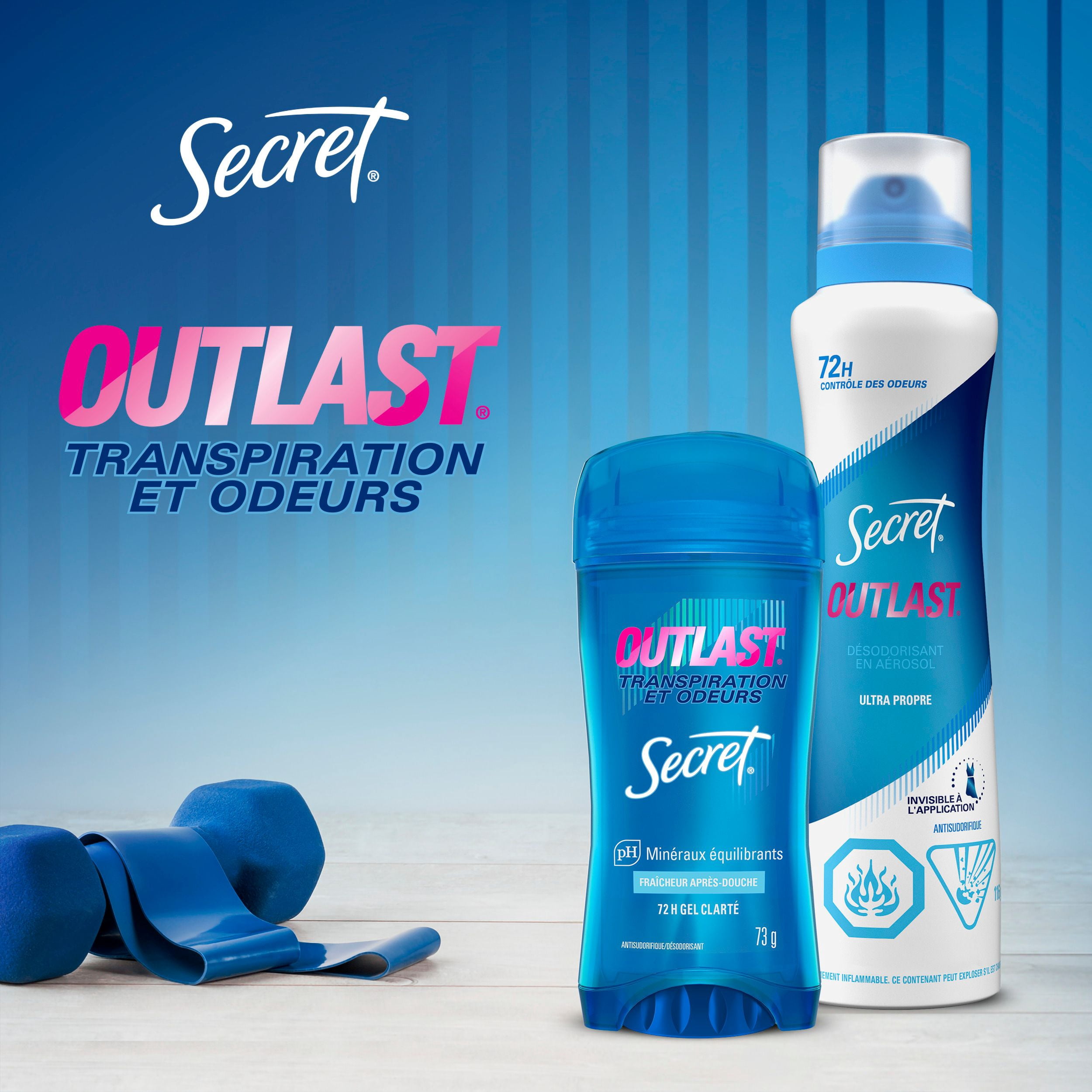 Antisudorifique et désodorisant gel clarté pour femmes Secret Outlast Transpiration et odeurs