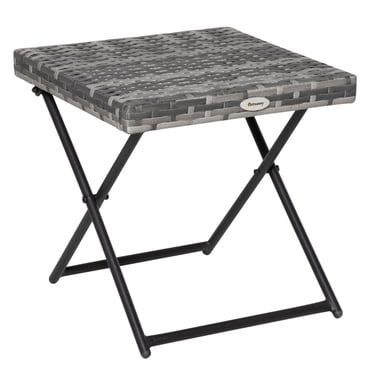 Outsunny Rattan Coffee Table Folding Patio Outdoor Side Table, Grey