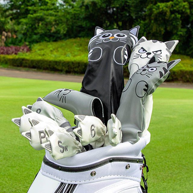 pitrice Golf Head Covers Mallet Putter Professionals Outdoor Training Equipment 9pcs Iron Cue Grey