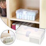 Home First Aid Box and Travel Medicine Storage Box, Plastic Medicine Kit Case Container Empty, Medical Box with Lock Lid & Handle, Emergency Supplies Organizer for Family and Traveling, 9.1x4.7x3.7"