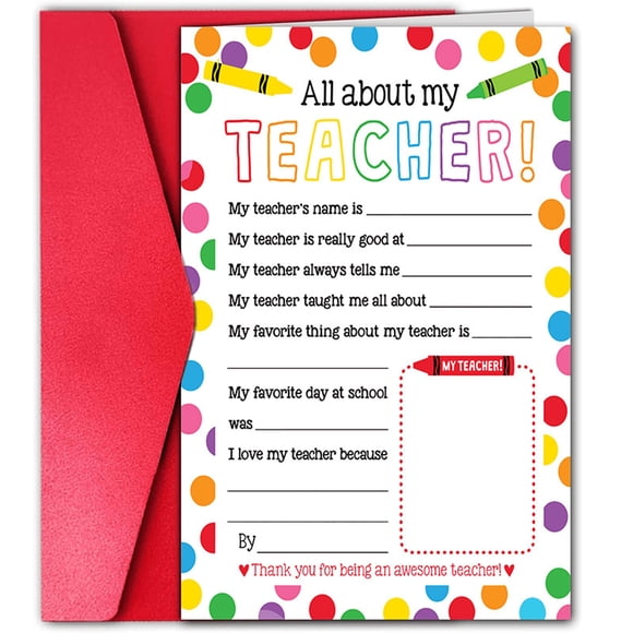 TIELUTT Thank You Teacher Card Great Teacher Appreciation Miss You Cards Kindness Cards with Envelopes Bulk Anniversary Cards with Envelopes Bulk Birthday Cards with Greeting inside Valentines for Hus