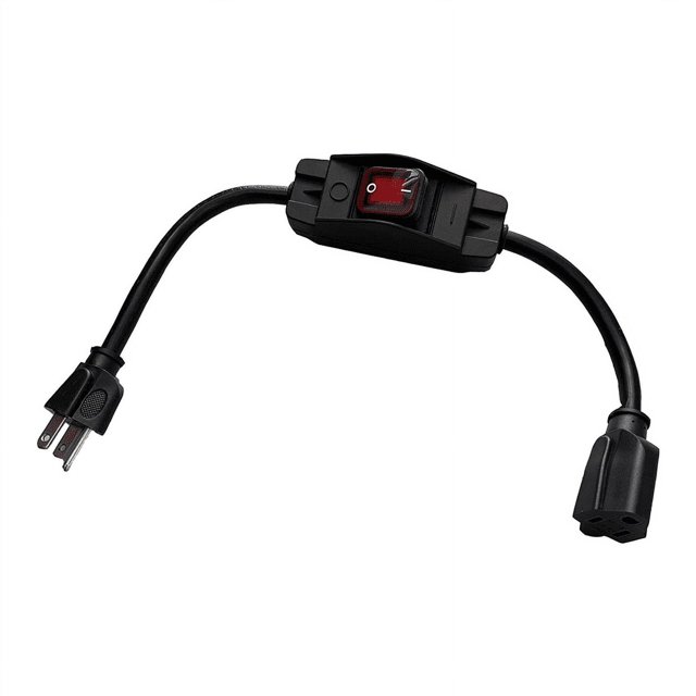 Rallonge à 3 Broches avec Interrupteur Étanche, Rallonge Robuste de 1875 W avec Interrupteur, 14 AWG 1,5 Pi, 1 Paquet Fiche US