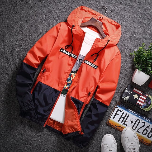 OmicGot Veste à Capuche Nouvelle Version Coréenne Printemps Automne Plus Hommes et Femmes Couples à Blocs de Couleur Veste pour Homme Décontractée Manteau Sectionnel Mince