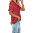 thumbnail image 3 of Pompotops Womens Summer Fasion Short Sleeve V Neck Solid Color Casual T Shirt Tops, 3 of 8