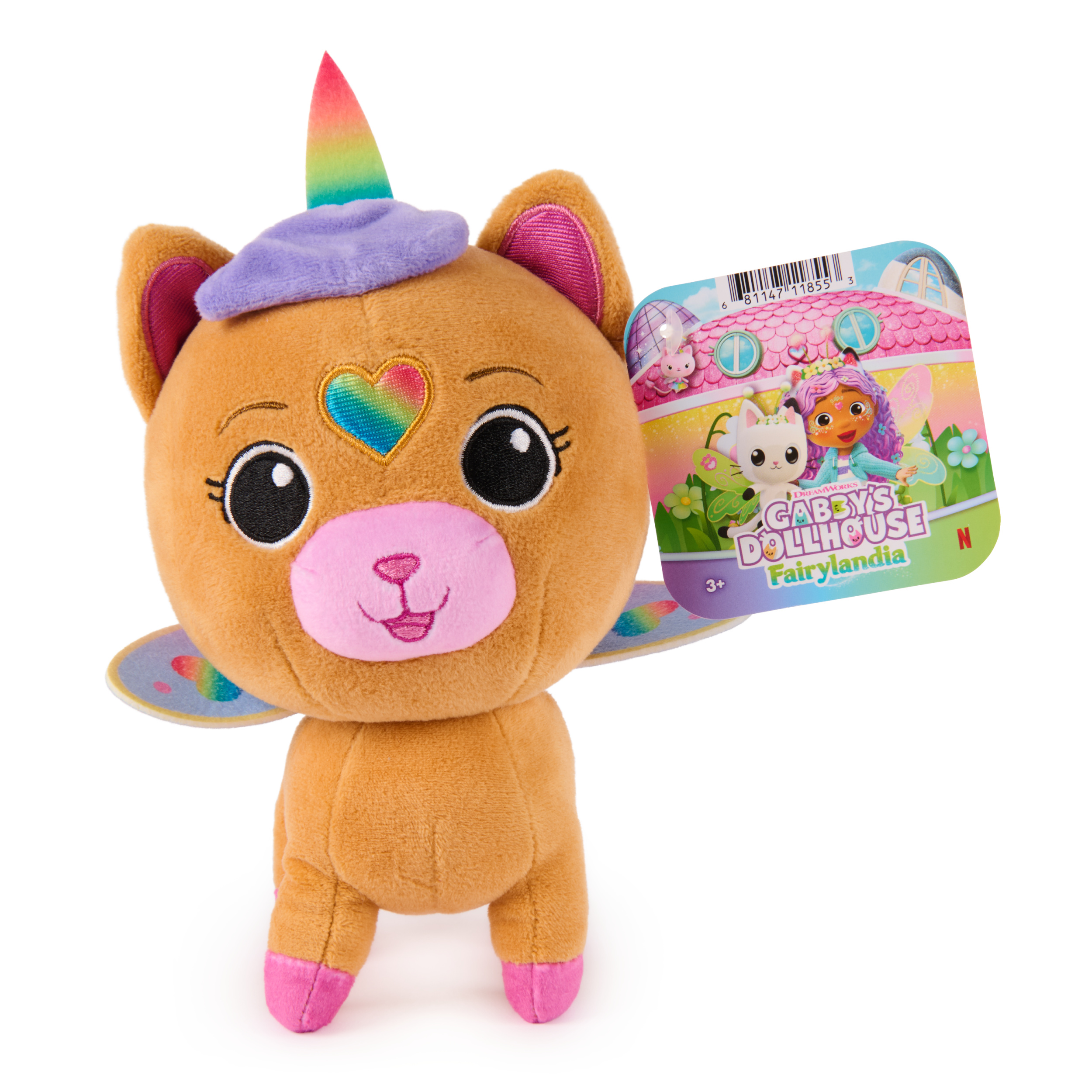 DreamWorks Gabby's Dollhouse: Fairylandia, Peluche licorne Kiko officielle, licorne en peluche, jouets souples pour les enfants à partir d'un an, marron, 20,3 cm