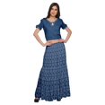 thumbnail image 1 of Moomaya Printed Two Piece Flared Skirt And Crop Top Rayon Ethnic Set For Girls, 1 of 6