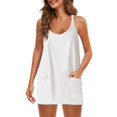 thumbnail image 4 of Mrat Combinaisons Formelles de Mode pour Femmes Col en V Sans Manches Poches Solides Combinaisons Blanches et Combinaisons pour Femmes Robe Chandail Combinaisons Florales pour Femmes Blanc 3TG, 4 of 9