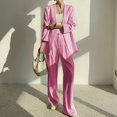 thumbnail image 2 of Timegard 2 Piece Suits Set for Women Button V Neck Open Front Jackets Business Office Wide Leg Pant Blazer Outfits, 2 of 6