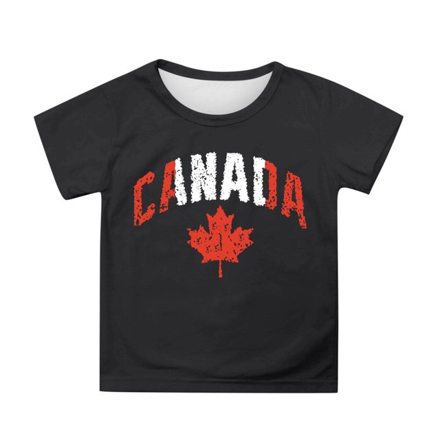 T-shirt à Manches Courtes pour Filles de la Fête du Canada, Col Rond d'Été, Coupe Décontractée, Chandails de Base