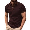 thumbnail image 1 of Styesk T Shirts for Man Fashion Leisure Solid Color Versatile Button Turndown Collar Short Sleeve Top, 1 of 2