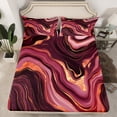 thumbnail image 2 of Ensemble de Draps en Marbre Double Rouge Marbrure Dorée Draps pour Enfants Garçons Filles Ados Motif Pierre Draps Fluides Ensemble de Draps Rétro Art Abstrait Drap Plat, 2 of 6