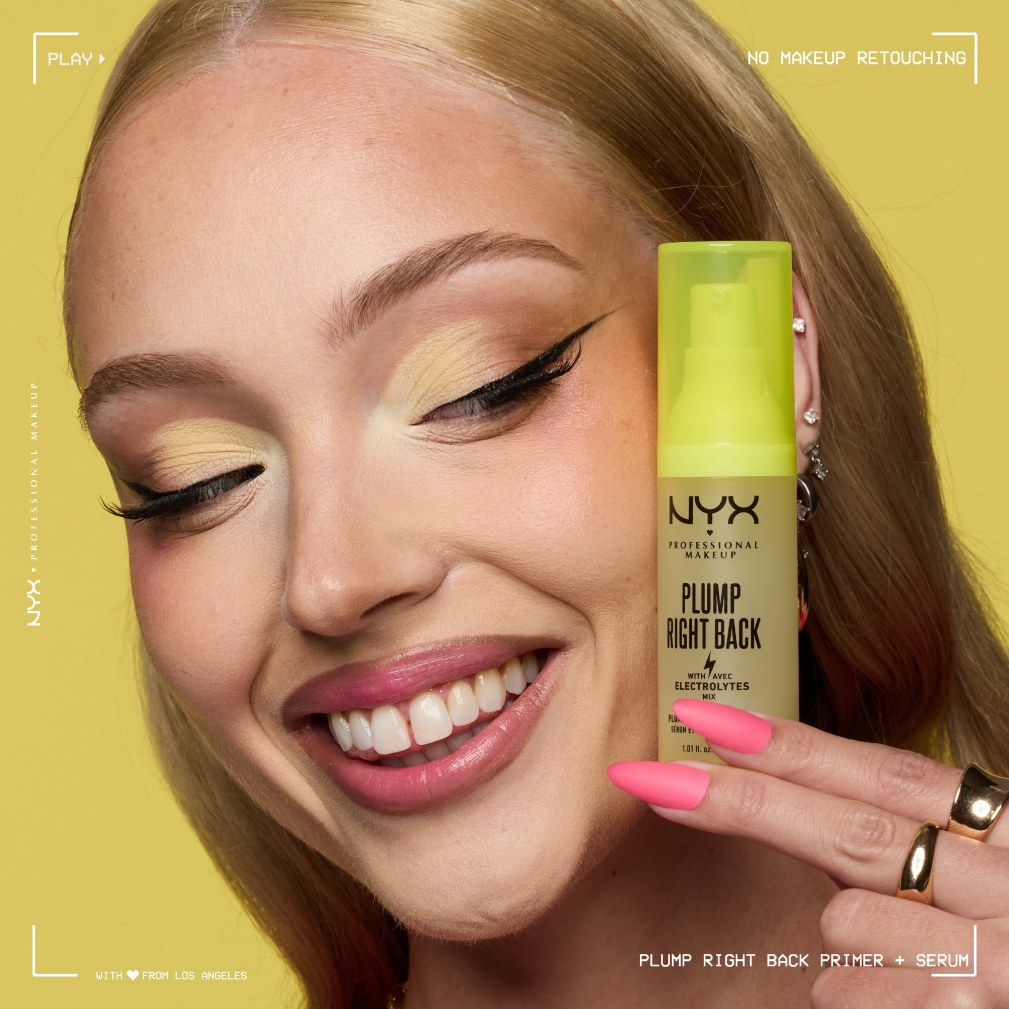 NYX Professional Makeup, Base + sérum Plump Right Back, Formule sérum hydratante et adhérante, Effet lisse immédiat, Fini repulpé, Formule végane - 01 Clear, 30mL