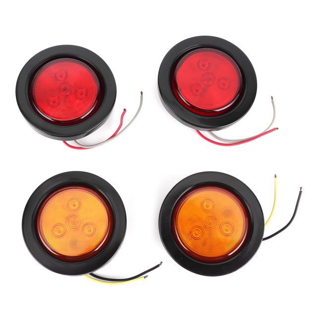Trailer Indicator Lamp 4pcs 2.5in LED Round Indicator Light 10V-30V High Brightness Lamp For Truck Trailer Lorry
