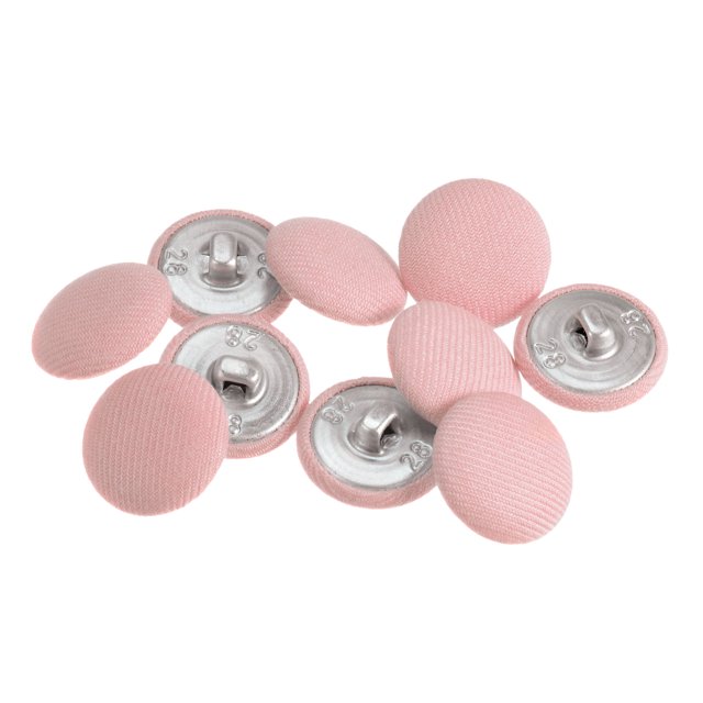 Unique Bargains 10pcs 28L Fabric Cloth Covered Button 18mm Round Metal Shank Sewing Buttons for Suits Dress Blouses, Pink