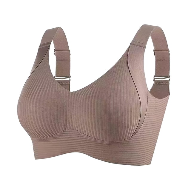 3 Pack Women Plus Size Push-Up Bras No Underwire T-Shirt Bralettes Ribbed Full Coverage Sports Everyday Bras Coffee, 40/90BCD