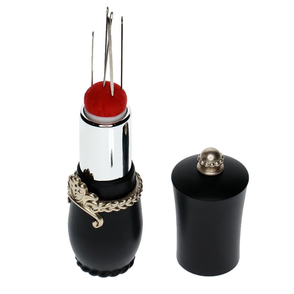 lionlar Portable Needles Pin Cushion Holder with 5pcs Needles Black