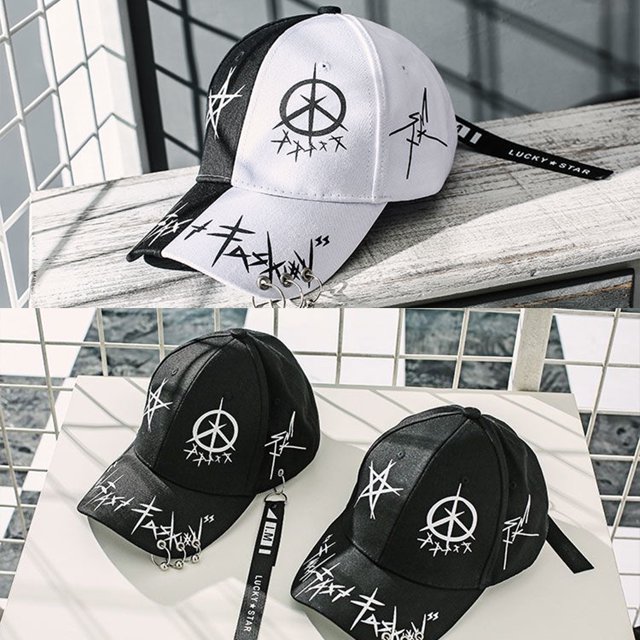 Baohd Stylish Adjustable Baseball Cap For Summer And Sun Protection Stylish And Practical Hats For Women black white rings 1Set
