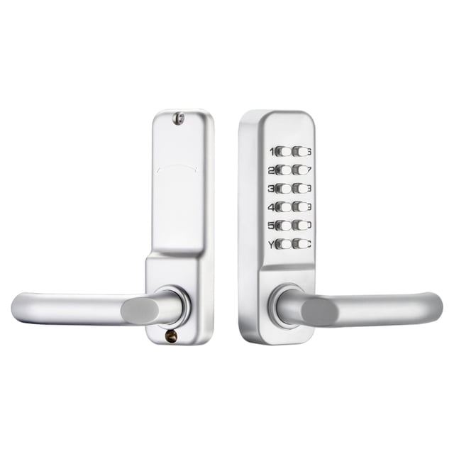 yuksok Porte Mécanique Sans Clé Lock Combinaison de Clavier et de Code à Bouton-Poussoir en Alliage de zinc et Acier Inoxydable. Présente une Conception Étanche et Antivol avec un Clavier à 12 Boutons pour une Entrée Mécanique Sans Clé Sécurisée. Poignées Ajustables pour Portes pour Gauchers Ou Droitiers. Idéal pour les Portes Extérieures et Intérieures, Y Compris les Clôtures en Bois, les Portails de Cour et les Portes en Fer Forgé. la Finition Mate Ajoute Confort et style.