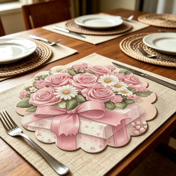 Round Placemats Heat Resistant Waterproof Reusable 8 Piece Set for Kitchen Dining Table Protection
