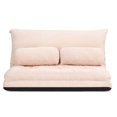 thumbnail image 1 of Gymax Floor Sofa Bed 6-Position Adjustable Sleeper Lounge Couch with 2 Pillows Beige, 1 of 10