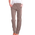 thumbnail image 1 of Timegard Womens Cotton Linen Pants Elastic Waisted Drawstring Straight Leg Solid Color Casual Pants, 1 of 5